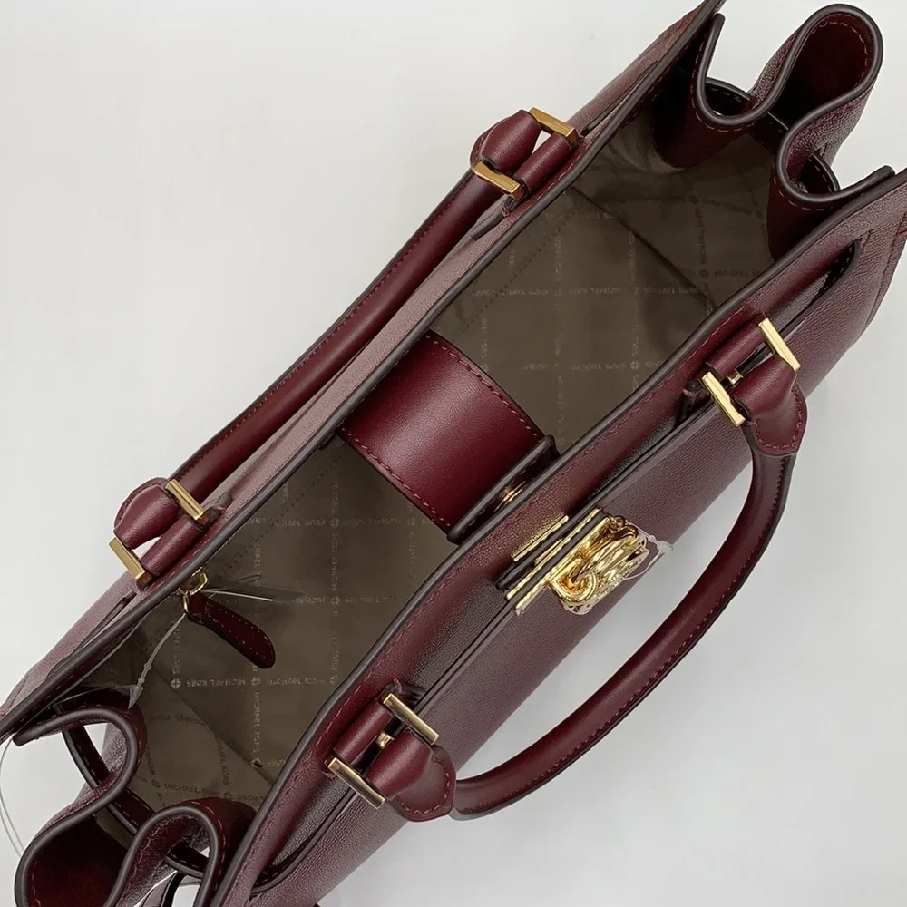 Michael Kors Hamilton Meidum Satchel Shoulder Crossbody Bag DARK CHERRY … - Picture 11 of 16